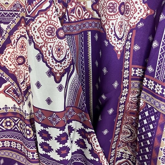 IMAN Global Chic Women’s Purple Geometric Print Draped Blouse Size Small New! - Picture 8 of 12